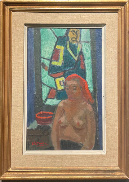 Seated Nude with Stained Glass Window