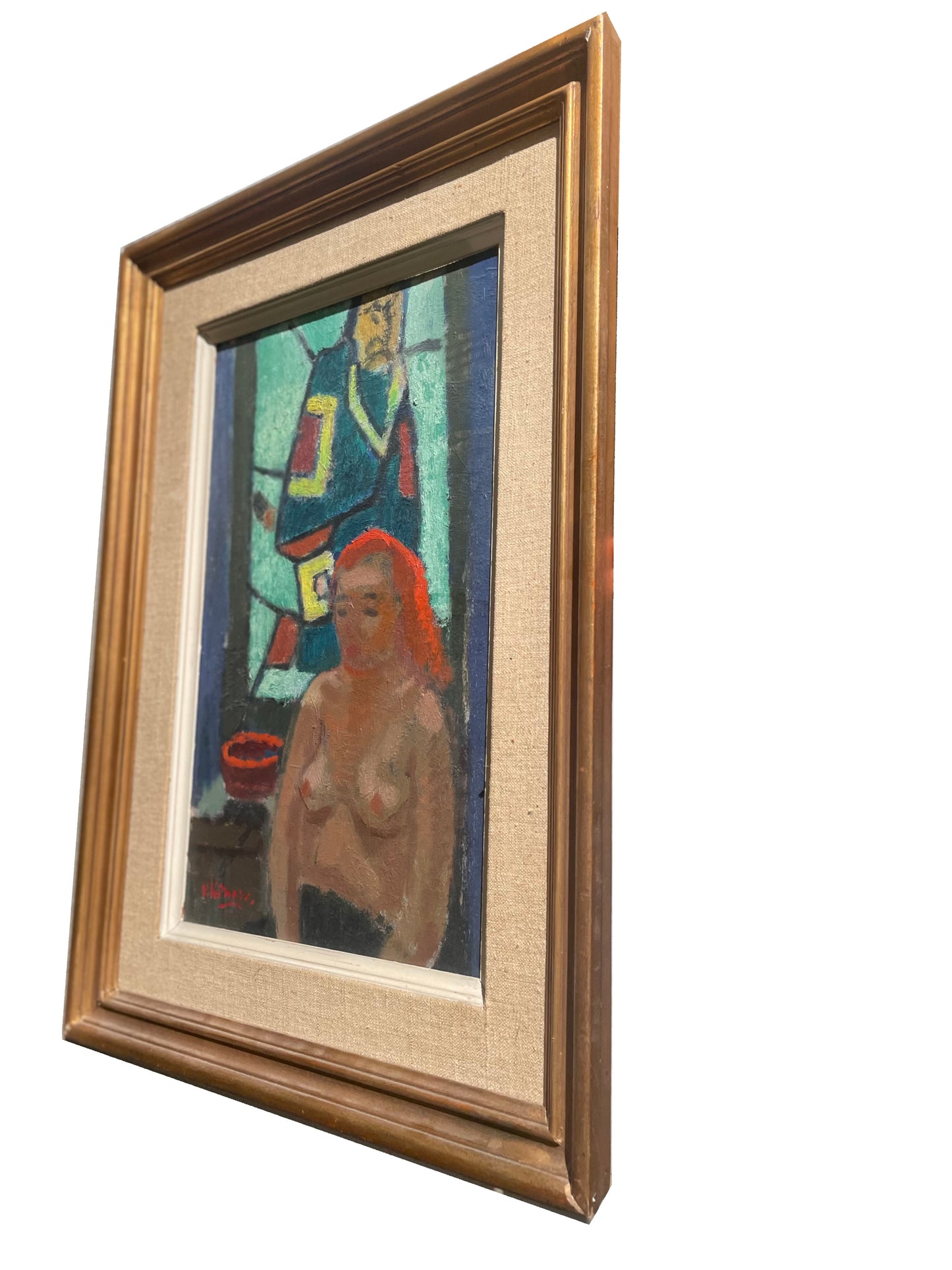 Seated Nude with Stained Glass Window